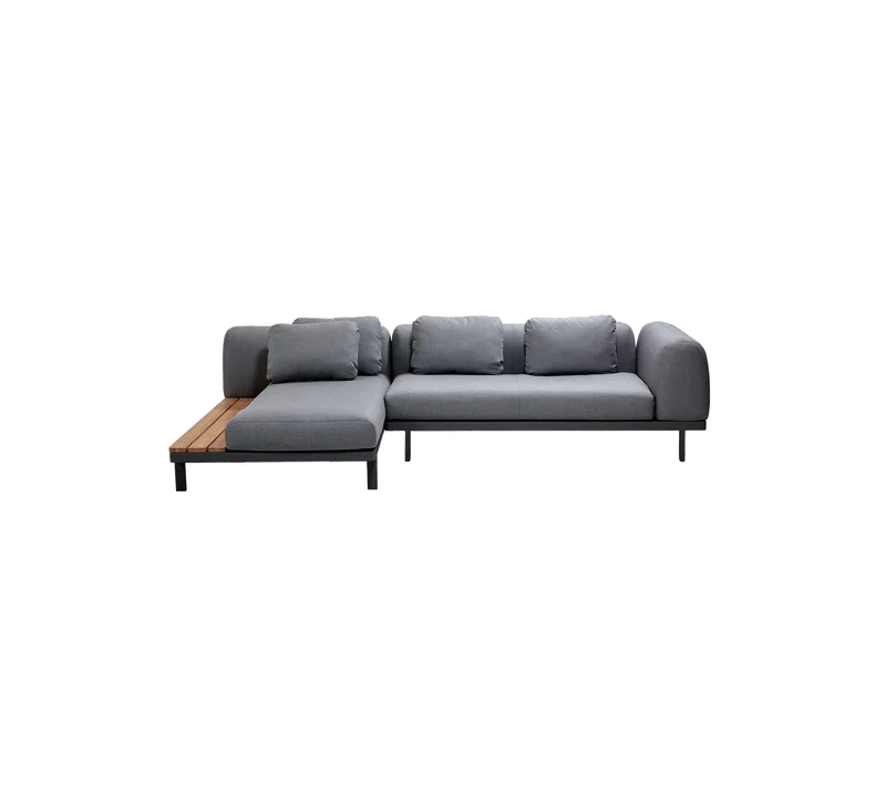 Space modular sofa with chaise longue and side table