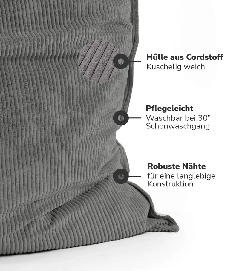 Sitzsack Bezug aus Cord 'Das Kuschelcover'