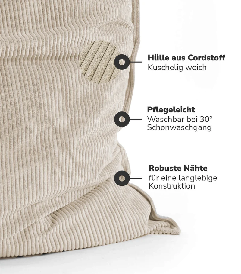Sitzsack Bezug aus Cord 'Das Kuschelcover'