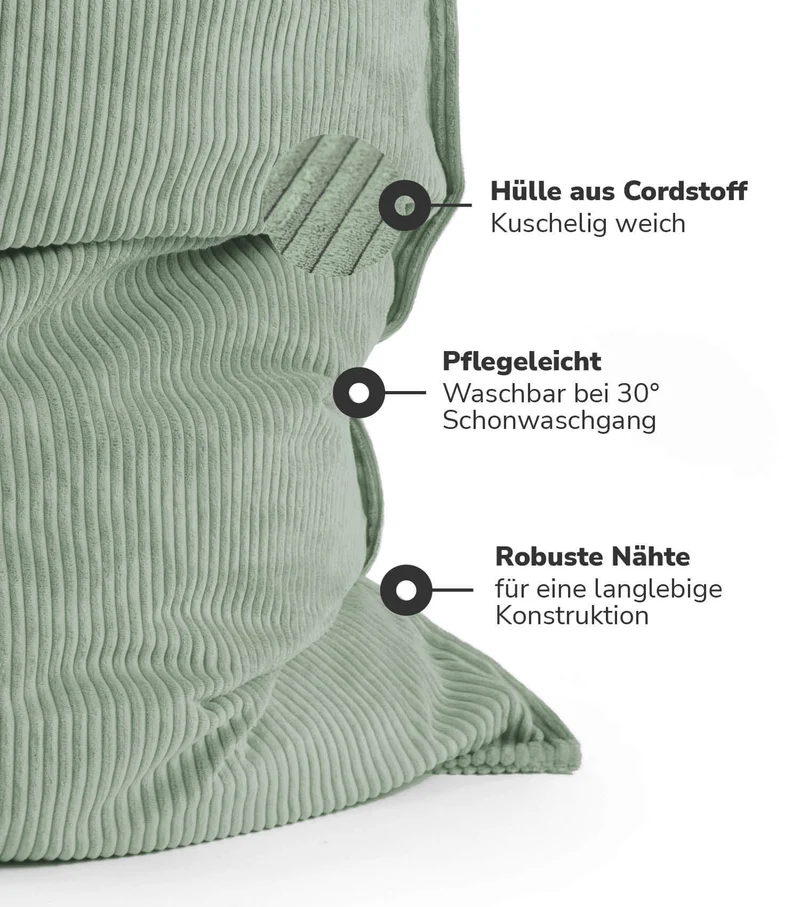 Sitzsack Bezug aus Cord 'Das Kuschelcover'
