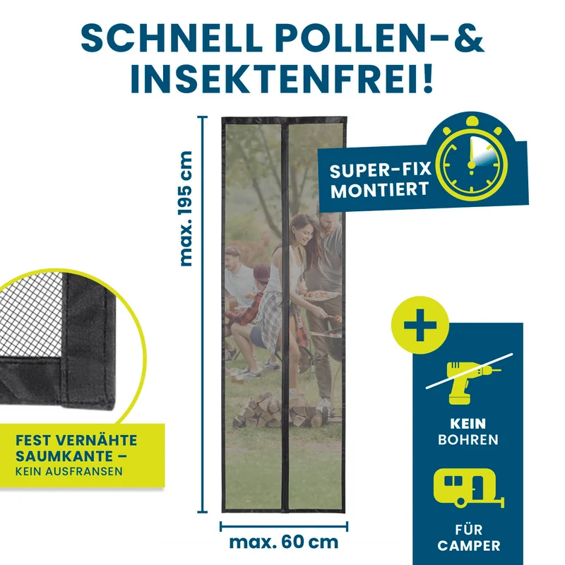 HOBERG Insekten- & Pollenschutzvorhang für Wohnwagen - 60 x 195 cm