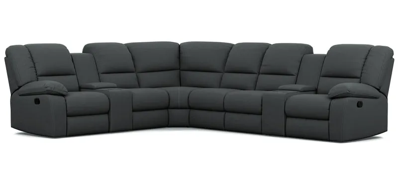 6 Seater Corner Modular with 5 Recliners and 2 Consoles