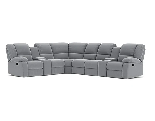 6 Seater Corner Modular with 5 Recliners and 2 Consoles