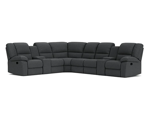 6 Seater Corner Modular with 5 Recliners and 2 Consoles