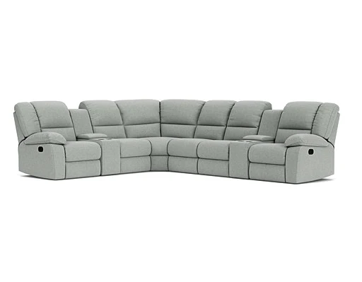 6 Seater Corner Modular with 5 Recliners and 2 Consoles
