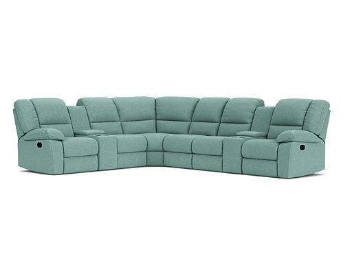 6 Seater Corner Modular with 5 Recliners and 2 Consoles