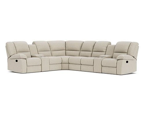 6 Seater Corner Modular with 5 Recliners and 2 Consoles