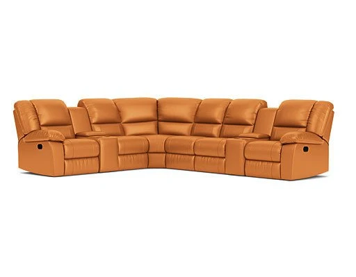 6 Seater Corner Modular with 5 Recliners and 2 Consoles