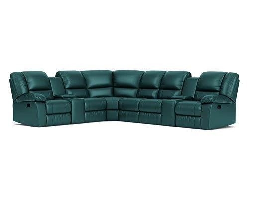 6 Seater Corner Modular with 5 Recliners and 2 Consoles