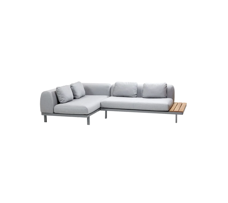 Space compact 2-module corner sofa with side table