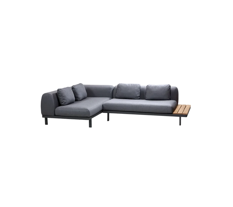 Space compact 2-module corner sofa with side table