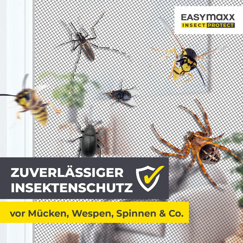 EASYmaxx Insect Protect Insektenschutzvorhang mit eingenähten XXL-Magnetbändern - 100 x 210 cm - Schwarz