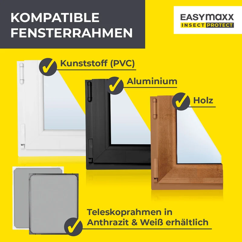 EASYmaxx Insect Protect Teleskop-Insektenschutzgitter mit Netz - weiß