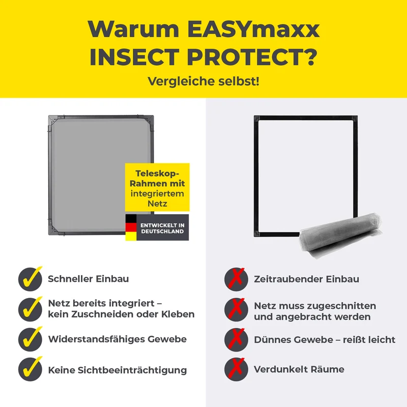 EASYmaxx Insect Protect Teleskop-Insektenschutzgitter mit Netz - anthrazit