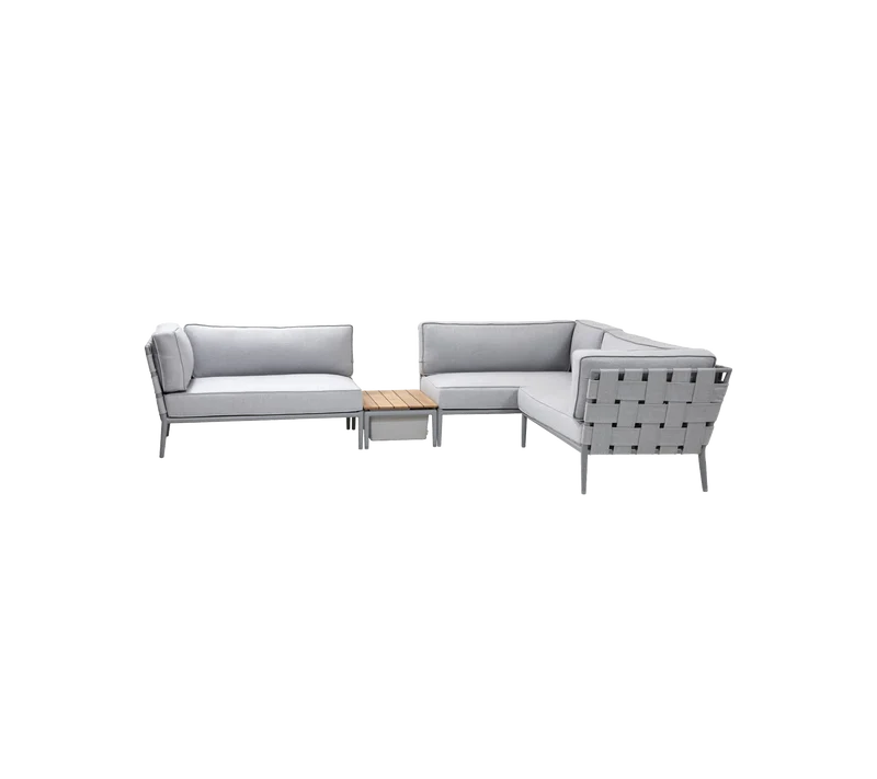 Conic modular corner sofa with box table