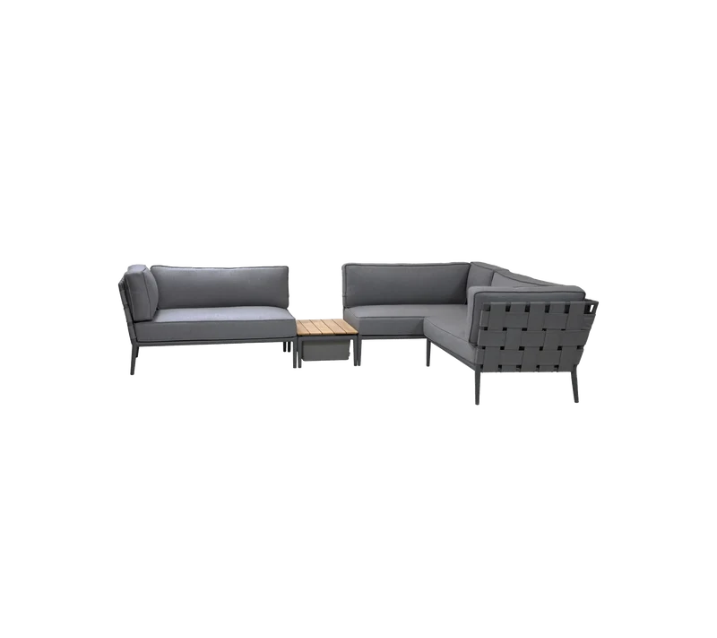 Conic modular corner sofa with box table