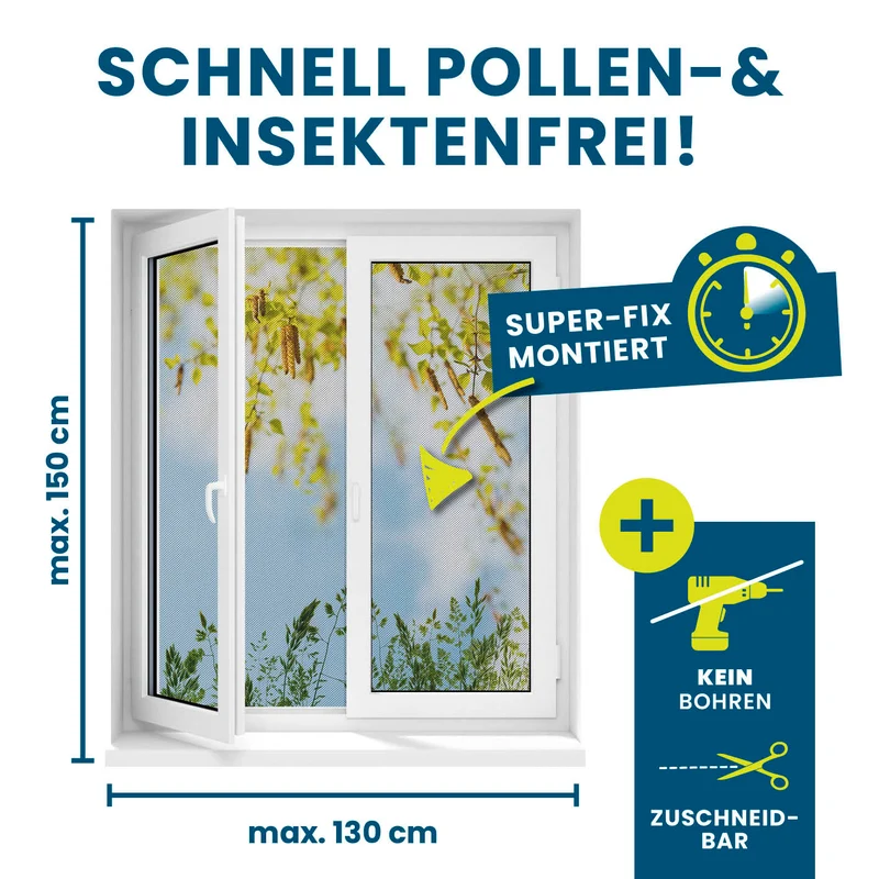 HOBERG Insekten- & Pollenschutzgitter mit Magnetbefestigung für Fenster - 4er-Set