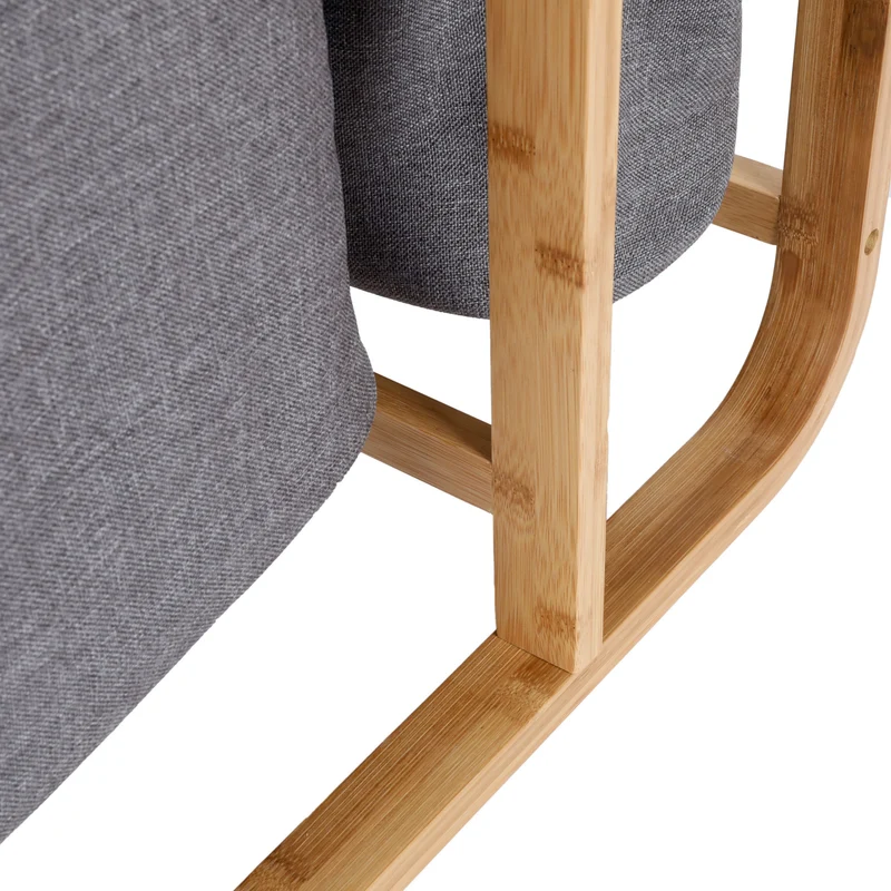 LUMALAND Wäschekorb aus Bambus - 1 XL Fach + 2 Kompaktfächer - 49,5 x 33 x 71 cm - Grau