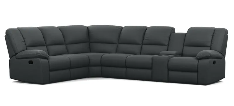 6 Seater Corner Modular with 5 Internal Recliners and 1 Console