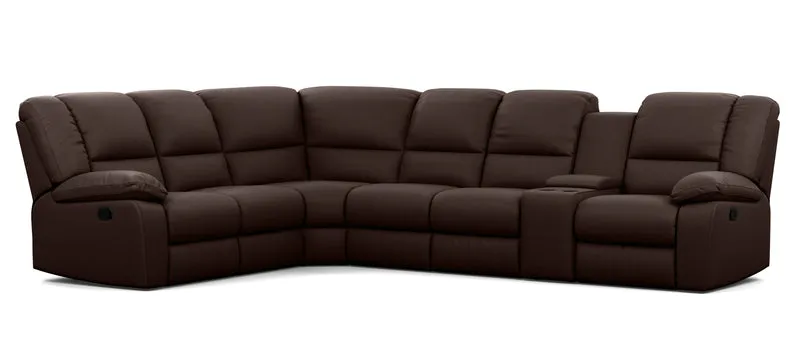 6 Seater Corner Modular with 5 Internal Recliners and 1 Console