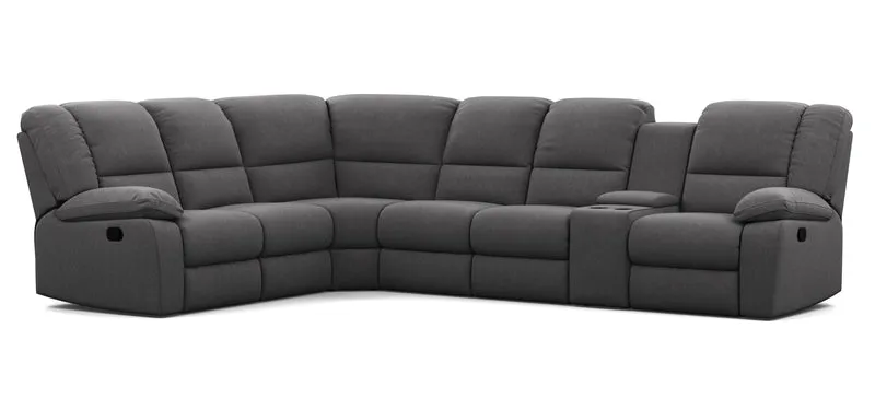 6 Seater Corner Modular with 5 Internal Recliners and 1 Console
