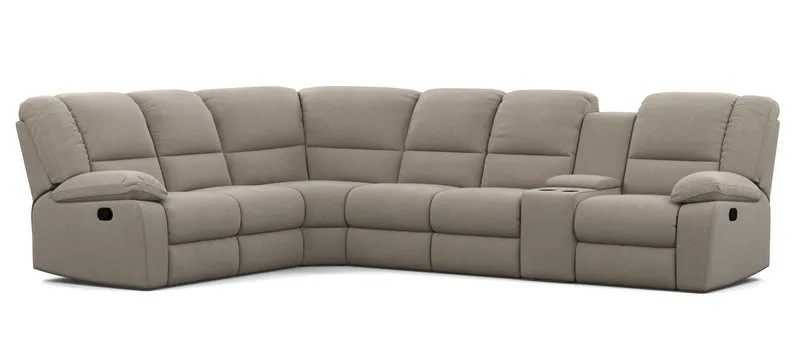 6 Seater Corner Modular with 5 Internal Recliners and 1 Console