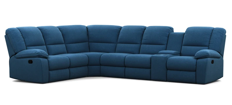 6 Seater Corner Modular with 5 Internal Recliners and 1 Console