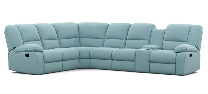 6 Seater Corner Modular with 5 Internal Recliners and 1 Console