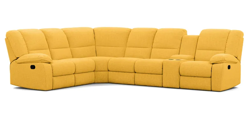 6 Seater Corner Modular with 5 Internal Recliners and 1 Console