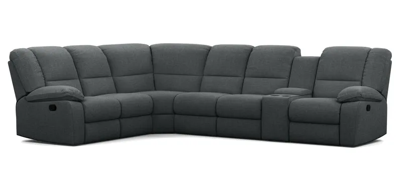 6 Seater Corner Modular with 5 Internal Recliners and 1 Console