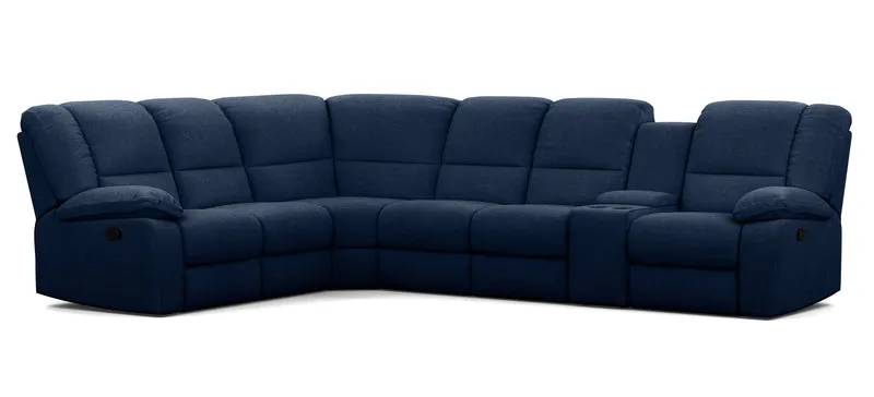 6 Seater Corner Modular with 5 Internal Recliners and 1 Console