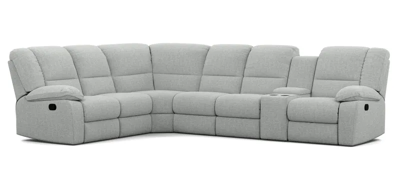 6 Seater Corner Modular with 5 Internal Recliners and 1 Console