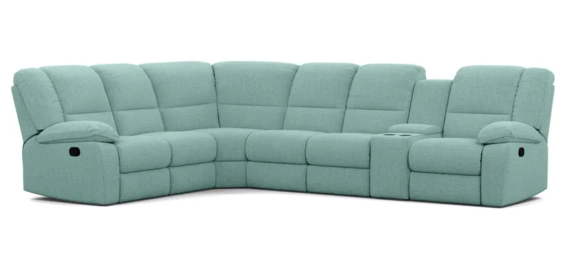 6 Seater Corner Modular with 5 Internal Recliners and 1 Console