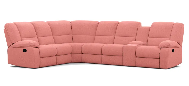 6 Seater Corner Modular with 5 Internal Recliners and 1 Console