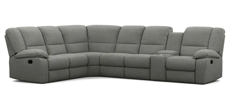 6 Seater Corner Modular with 5 Internal Recliners and 1 Console