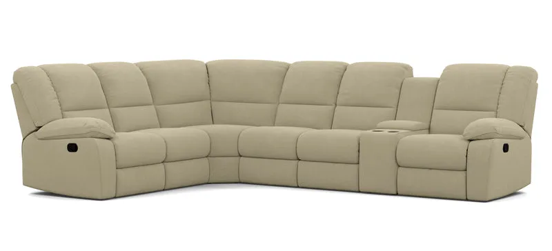 6 Seater Corner Modular with 5 Internal Recliners and 1 Console