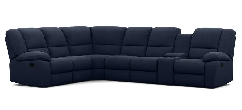 6 Seater Corner Modular with 5 Internal Recliners and 1 Console