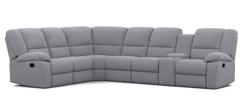6 Seater Corner Modular with 5 Internal Recliners and 1 Console