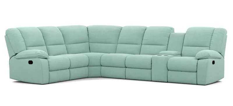 6 Seater Corner Modular with 5 Internal Recliners and 1 Console