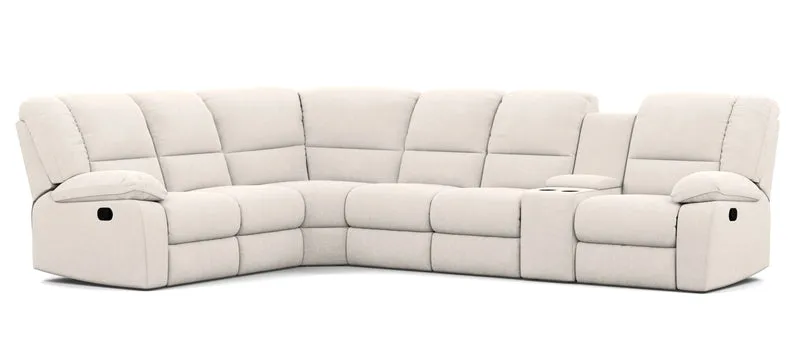 6 Seater Corner Modular with 5 Internal Recliners and 1 Console