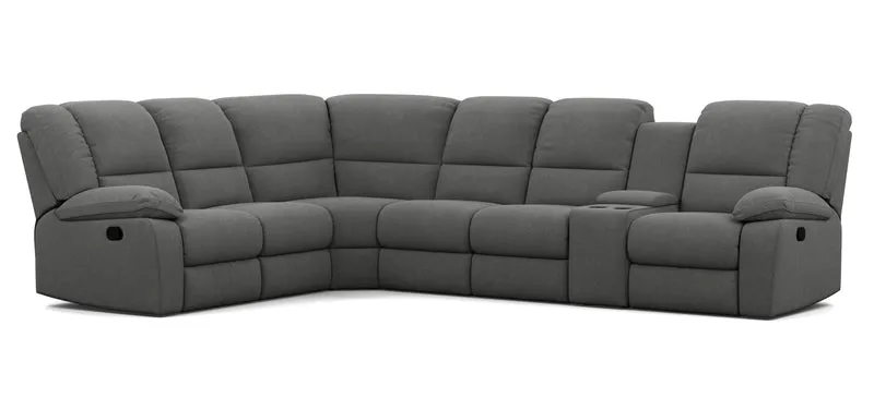 6 Seater Corner Modular with 5 Internal Recliners and 1 Console