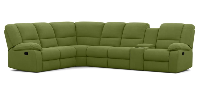 6 Seater Corner Modular with 5 Internal Recliners and 1 Console