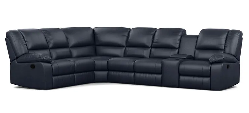 6 Seater Corner Modular with 5 Internal Recliners and 1 Console