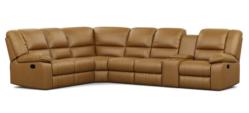 6 Seater Corner Modular with 5 Internal Recliners and 1 Console