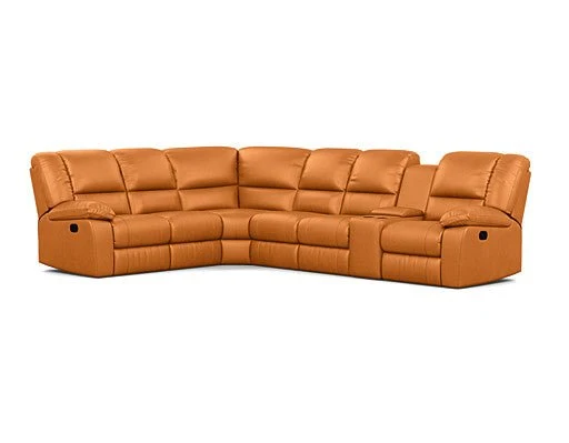 6 Seater Corner Modular with 5 Internal Recliners and 1 Console