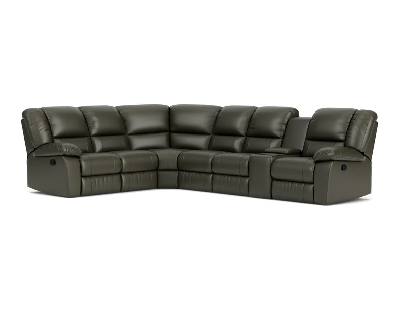 6 Seater Corner Modular with 5 Internal Recliners and 1 Console