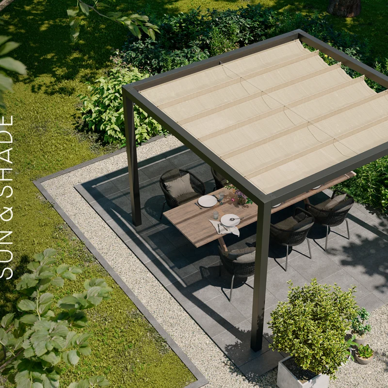 Platinum Sun & Shade Coolfit harmonica schaduwdoek, B200xL500cm, Greige