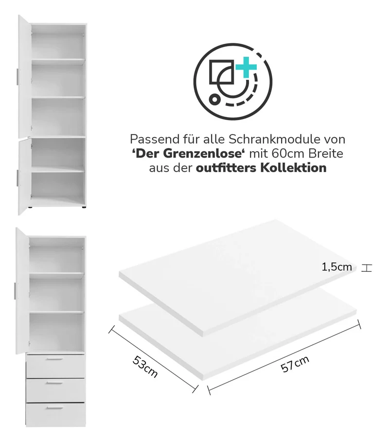 Kleiderschrank-Einlegeböden 'Die Ableger ' für 90cm Breite