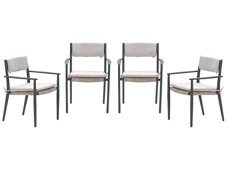 Garden Impressions Parijs tuinstoelen set van 4 – carbon black / desert sand