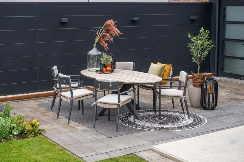 Garden Impressions Parijs tuinstoelen set van 4 – carbon black / desert sand